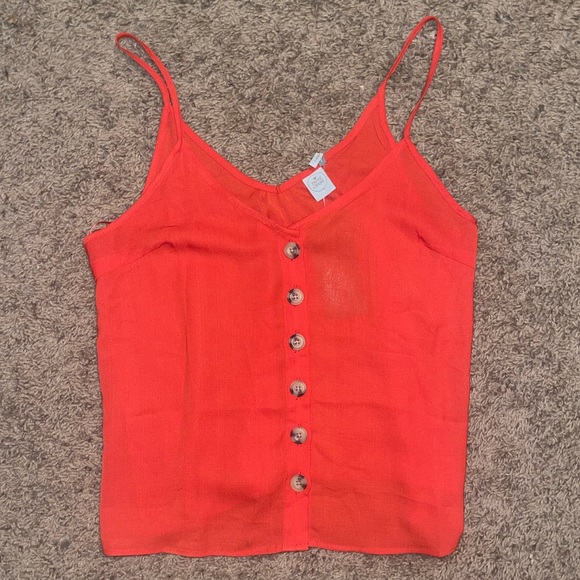 Paper Crane Orange button up tank top - Picture 2 of 4
